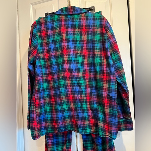 LANDS END ❤️💙 Plaid Flannel 2 Piece Pajama Set, Long Sleeve Button Down & Pants - Picture 6 of 11
